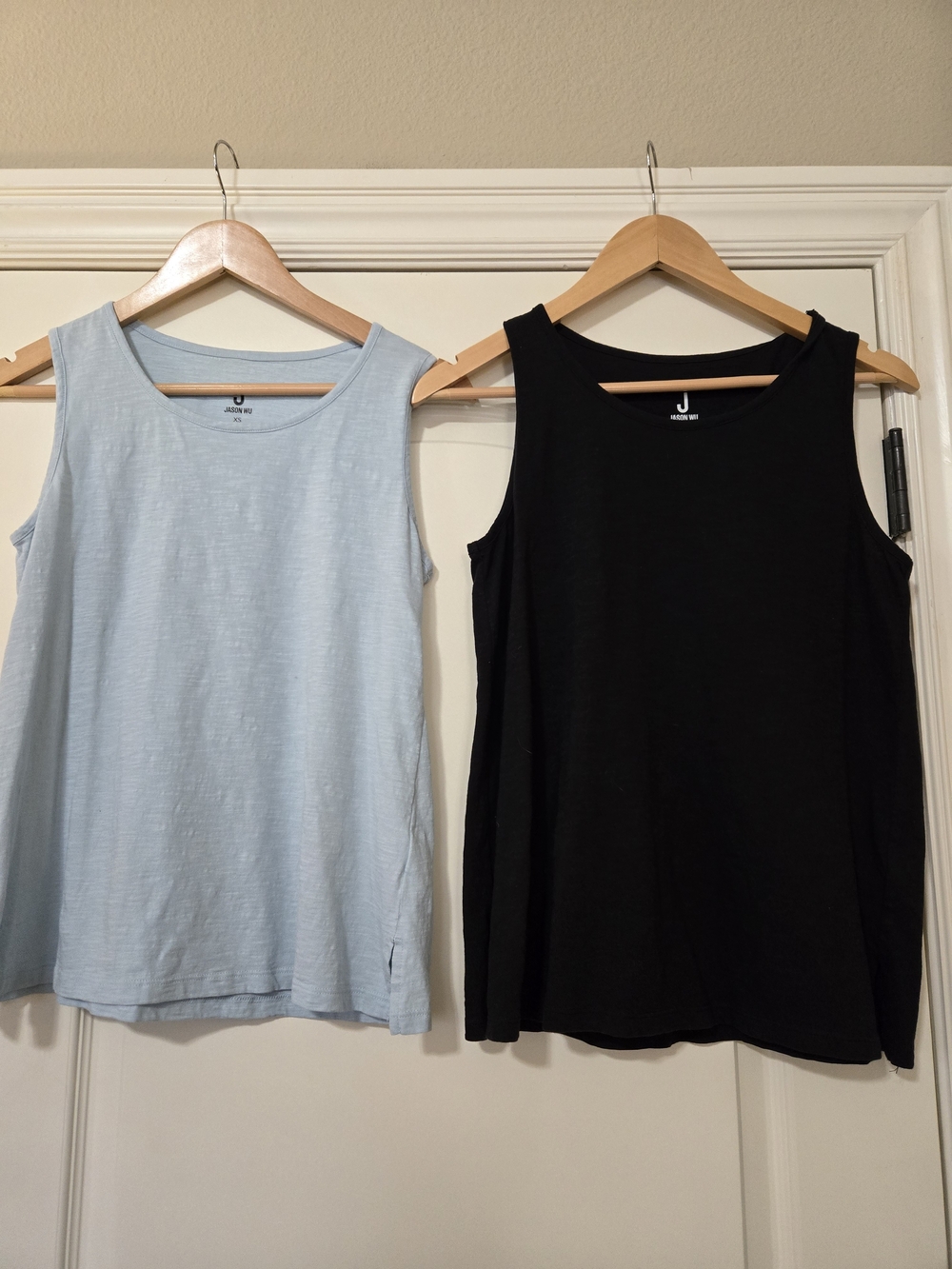 Jason Wu Set Of 2 100% Cotton Tank Tops Robin's Egg Blue & Black Soft Layering